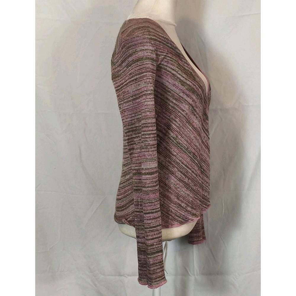 VTG Y2K Purple Blend Long Bell Sleeve Wrap Crossover Lettuce Edge Juniors Medium - Picture 4 of 9